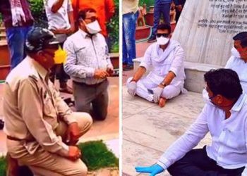 காங்கிரஸ் எம்.எல்.ஏ க்கள் முன் மண்டியிட்டு கெஞ்சிய அரசு அதிகாரிகள் !