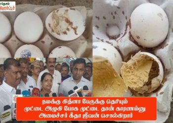 நமக்கு கித்னா பேருக்கு தெரியும் முட்டை அழுகி போக முட்டைதான் காரணம்னு – அமைச்சர் கீதா ஜீவன் சொல்கிறார்